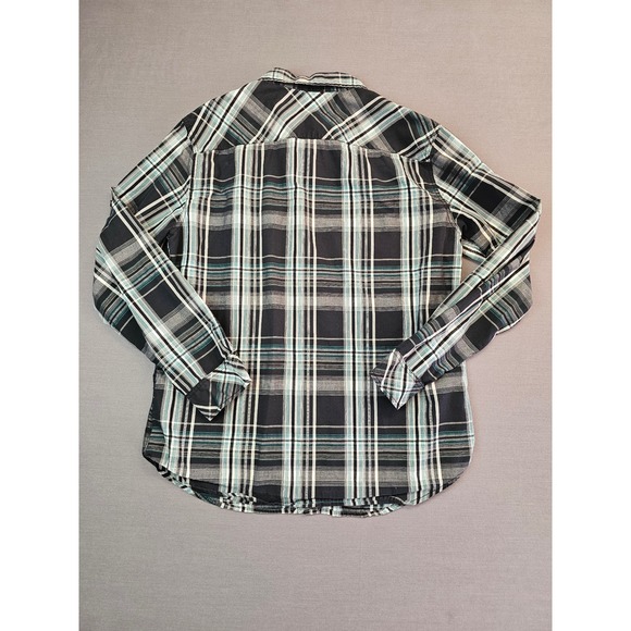 Helix Athletic Fit Men's Plaid Long Sleeve Button Up Shirt Y2K Size Large - Picture 5 of 5